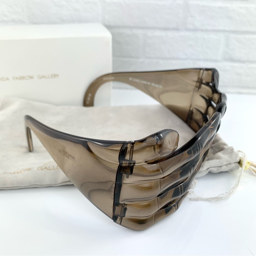 Linda Farrow X Jeremy Scott Hand Clear Brown Sunglasses - Picture 2 of 5